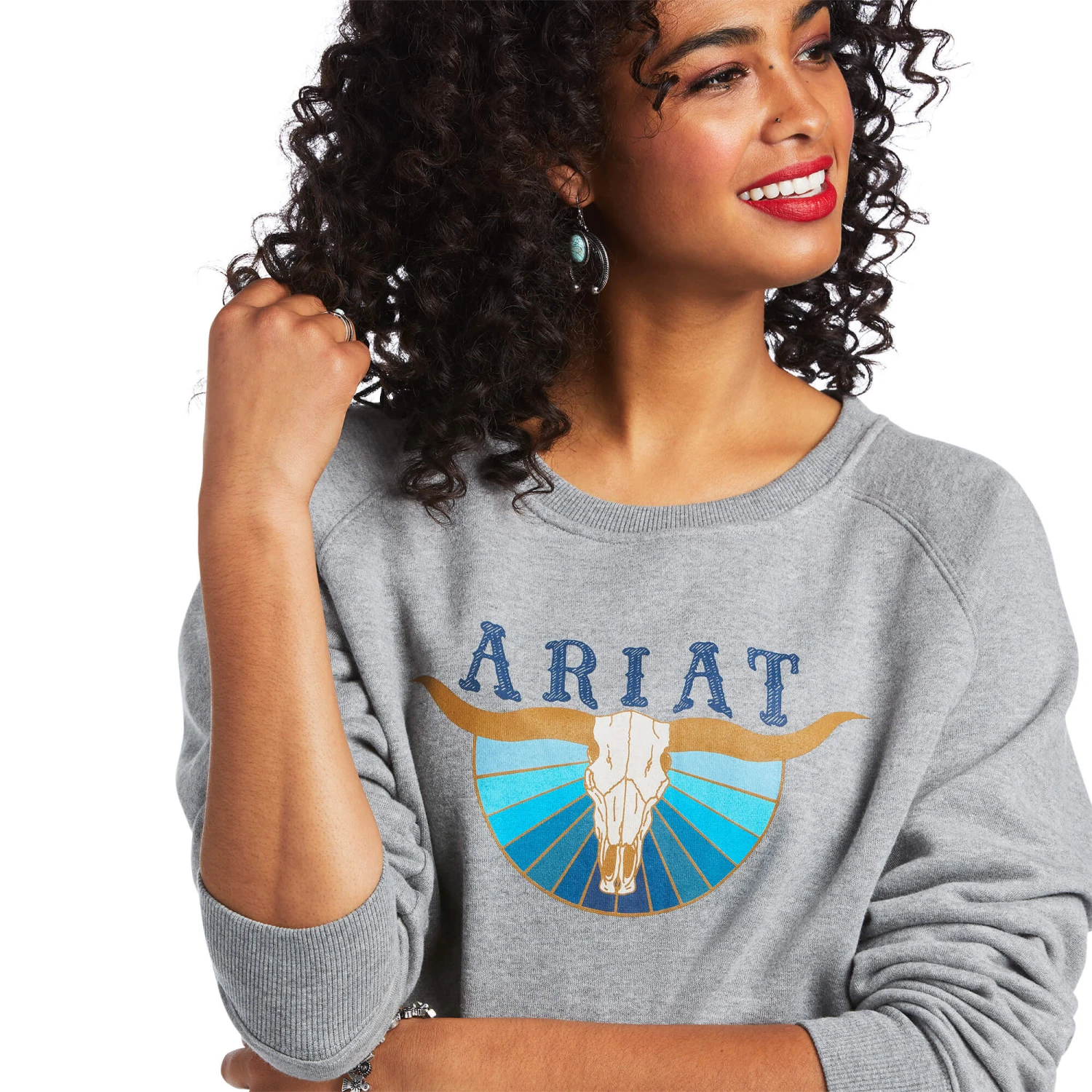 Ariat® Ladies REAL Pacific Steerhead Heather Grey Sweatshirt 10039792 3 Ariat® Ladies REAL Pacific Steerhead Heather Grey Sweatshirt 10039792 - Image 3