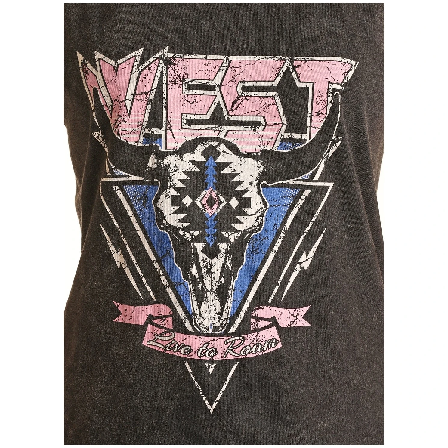 Rock & Roll Cowgirl Girl's Bull Skull Graphic Muscle Black Tank 49-3226 2 Rock & Roll Cowgirl Girl's Bull Skull Graphic Muscle Black Tank 49-3226 - Image 2