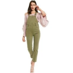 Listicle Ladies Olive Skinny Denim Overalls LRP0224-OLV