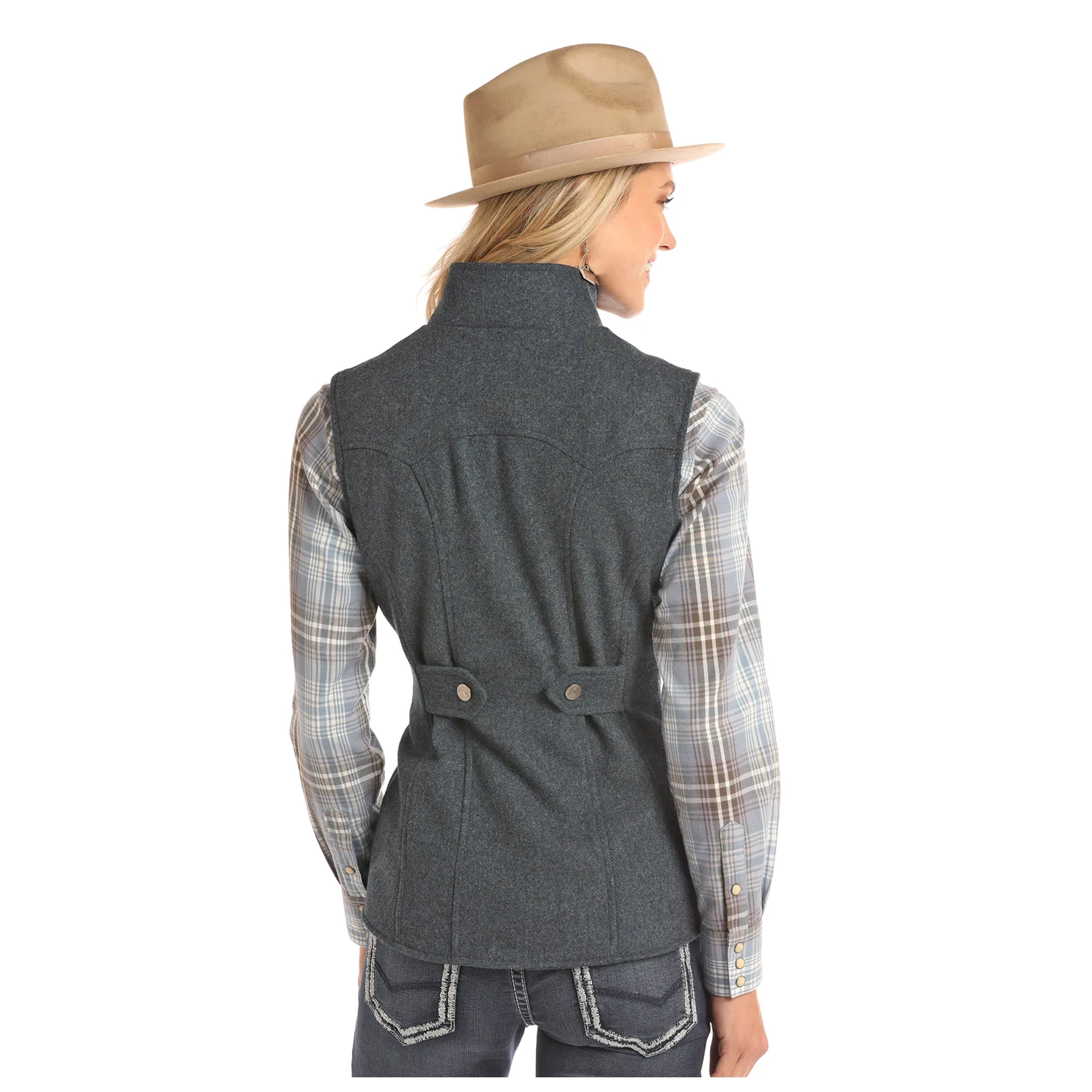 Powder River Outfitters® Ladies Heather Navy Wool Fitted Vest 58-2632 2 Powder River Outfitters® Ladies Heather Navy Wool Fitted Vest 58-2632 - Image 2