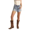 Rock & Roll Denim Juniors High Rise Ripped Denim Shorts 68H3696