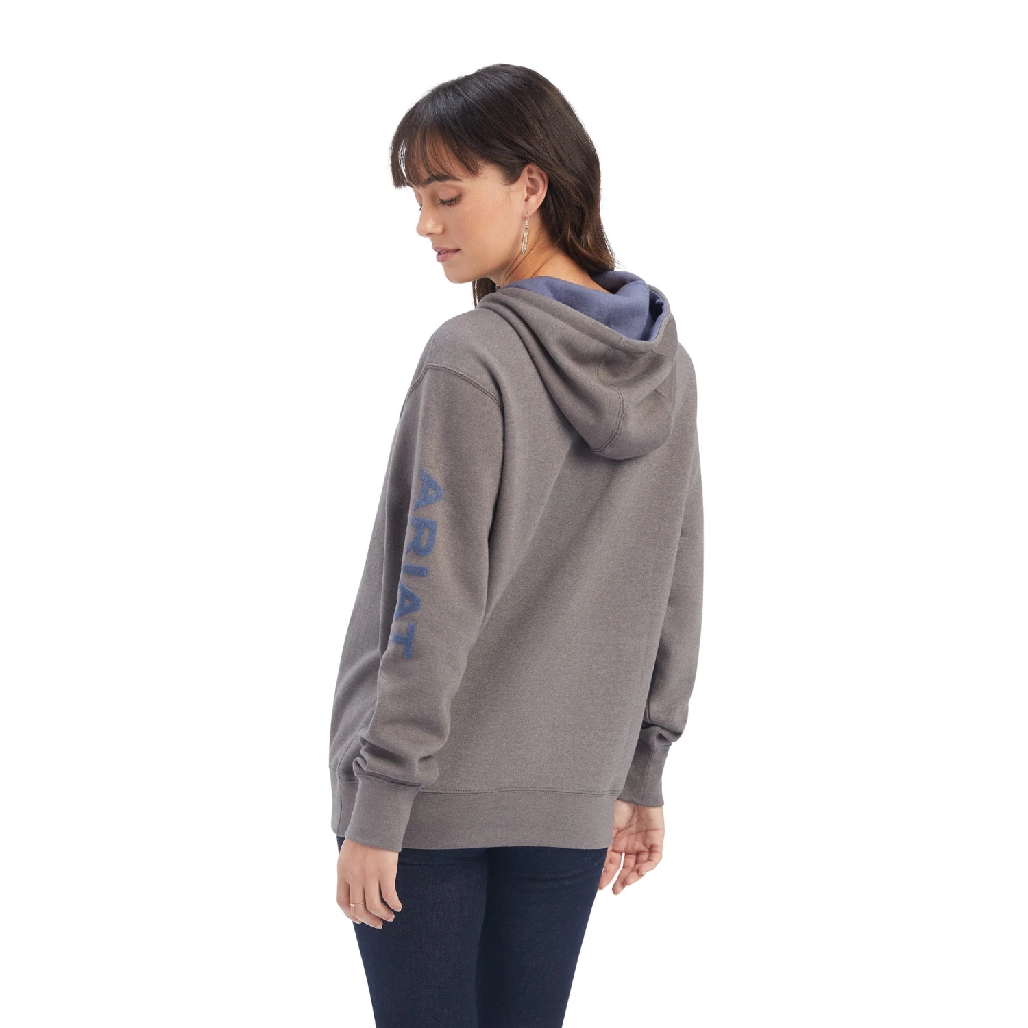 Ariat® Ladies R.E.A.L.™ Arm Logo Heather Charcoal Hoodie 10038908 2 Ariat® Ladies R.E.A.L.™ Arm Logo Heather Charcoal Hoodie 10038908 - Image 2