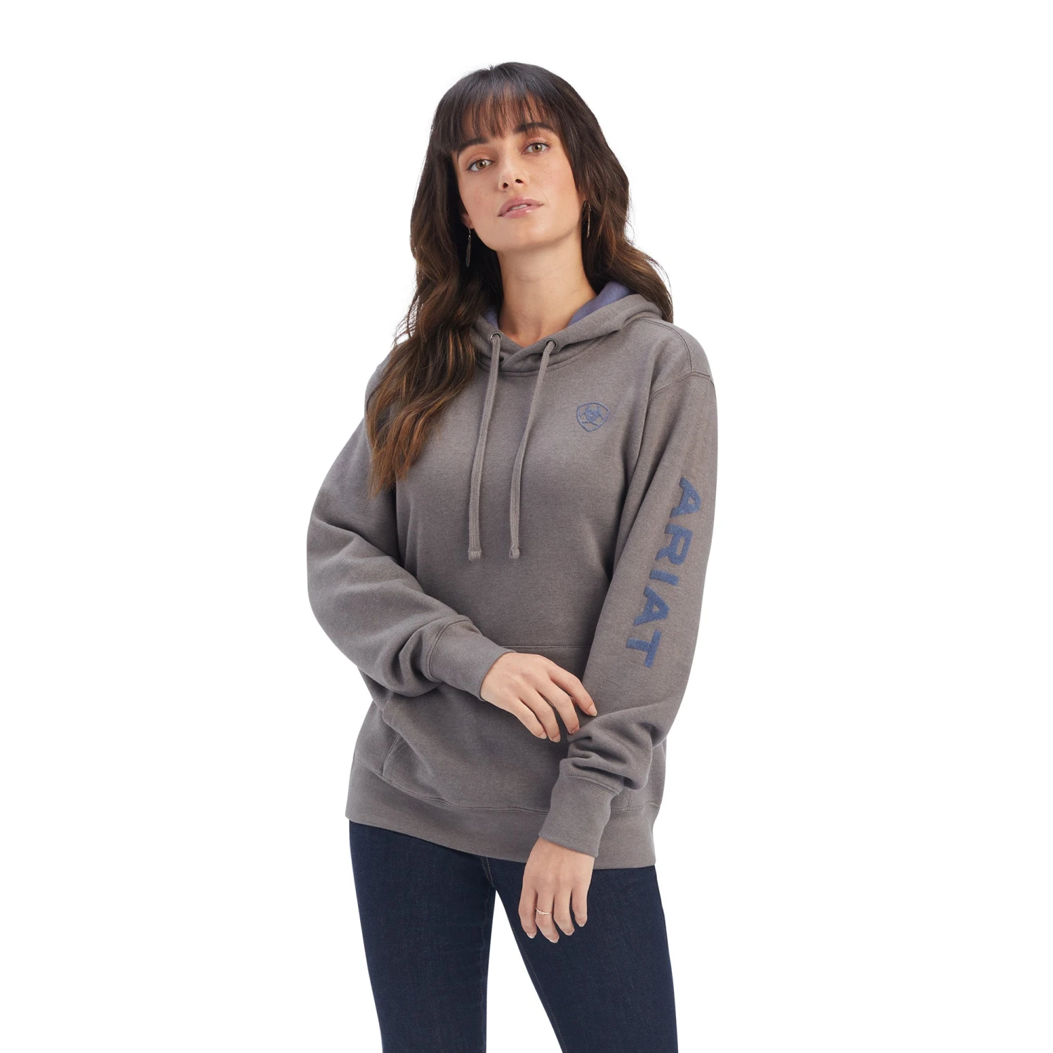 Ariat® Ladies R.E.A.L.™ Arm Logo Heather Charcoal Hoodie 10038908 1 Ariat® Ladies R.E.A.L.™ Arm Logo Heather Charcoal Hoodie 10038908