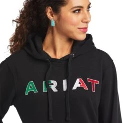 Ariat® Ladies Mexico Logo Black Hoodie 10038930 -Cheap Western Outerwear Store F21 WMS WEST 10038930 detail01