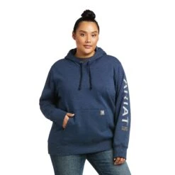 Ariat® Women's Rebar Graphic Navy Hoodie 10037618 -Cheap Western Outerwear Store F21 WMS WORK 10037618 front plus