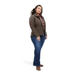 Ariat Ladies New Team Softshell Banyan Bark Heather Brown Jacket 10041282 -Cheap Western Outerwear Store F22 WMS ENGL 10041282 full plus