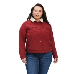 Ariat® Ladies R.E.A.L.™ Trucker Softshell Rouge Red Jacket 10041639 -Cheap Western Outerwear Store F22 WMS WEST 10041639 front plus