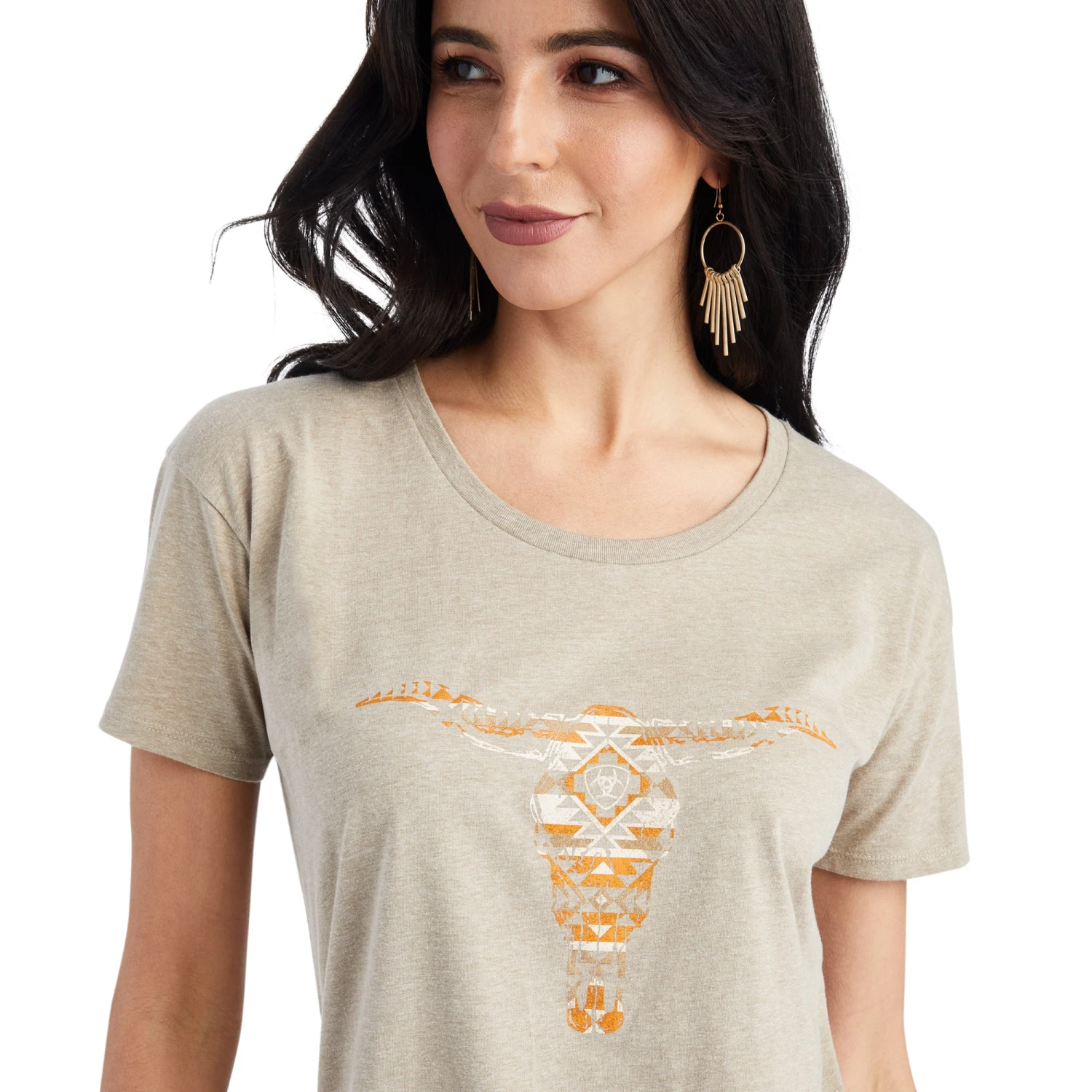 Ariat® Ladies Blanket Skull Oatmeal Heather T-shirt 10042718 3 Ariat® Ladies Blanket Skull Oatmeal Heather T-shirt 10042718 - Image 3