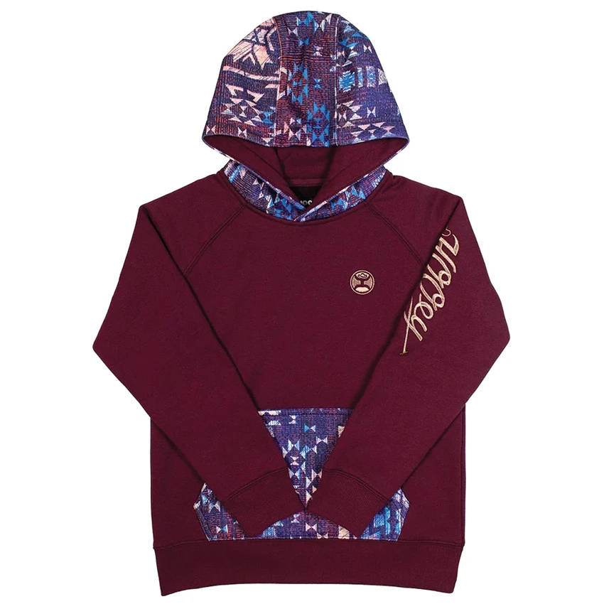 Hooey Ladies Veracruz Aztec Print Maroon Pullover Hoodie HH1198MA 1 Hooey Ladies Veracruz Aztec Print Maroon Pullover Hoodie HH1198MA