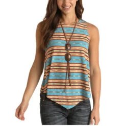 Panhandle White Label Ladies Stripe Print Multi-Color Tank Top L7T3445