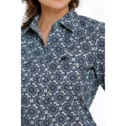 Cinch® Ladies Geometric Dark Blue Snap Down Shirt MSW9201037 -Cheap Western Outerwear Store MSW9201037 2
