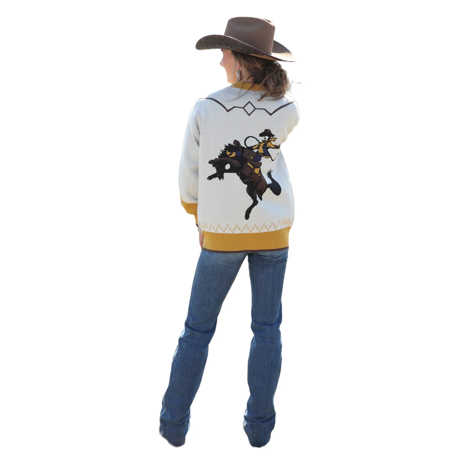 Cruel Denim® Ladies Cream Rodeo Horse Cardigan Sweater CWK7409001 3 Cruel Denim® Ladies Cream Rodeo Horse Cardigan Sweater CWK7409001 - Image 3