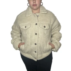 Royce® Ladies Yeti Faux Fur Cream Button Down Jacket RDG69PJ7SLD