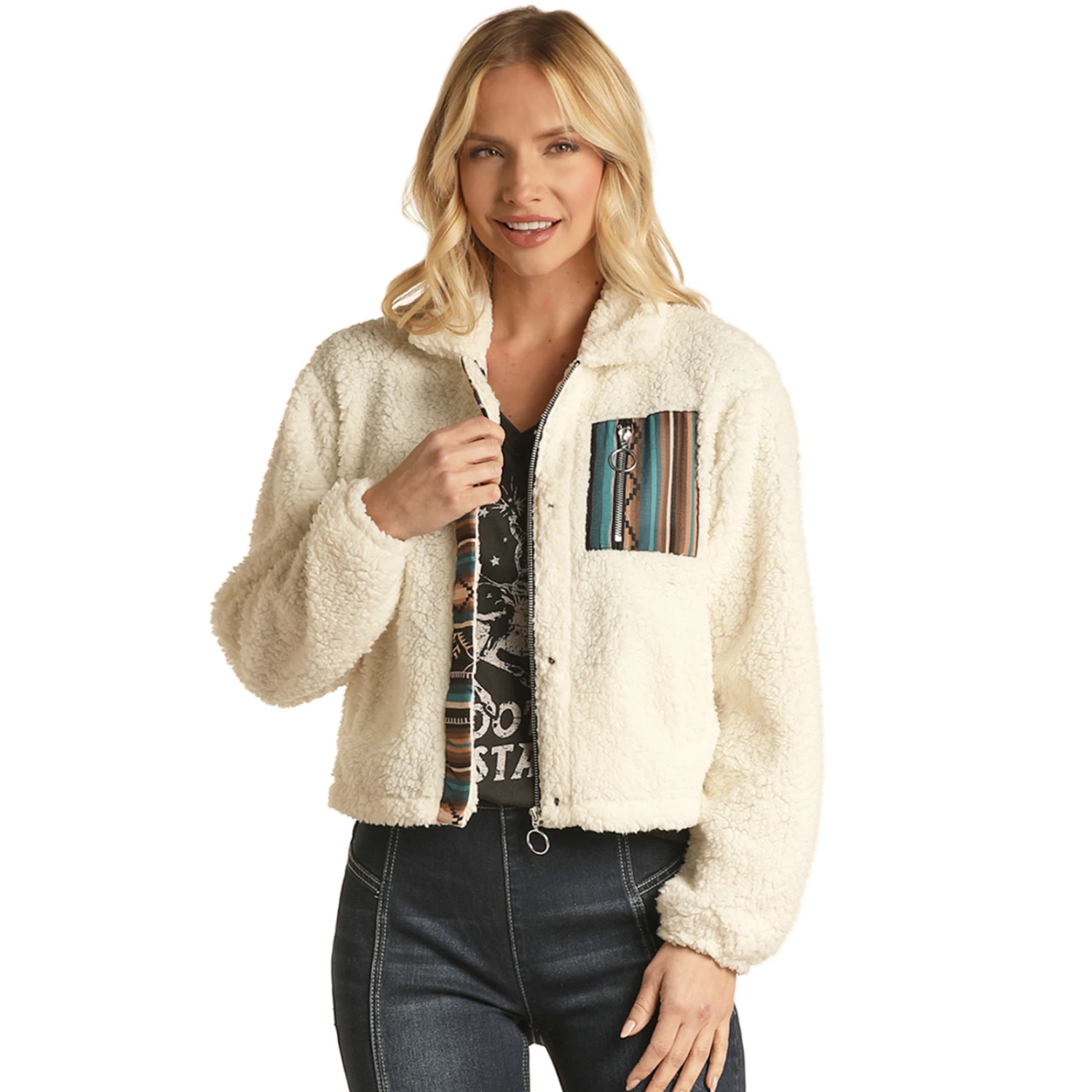 Panhandle® Ladies Zip-up Off White Sherpa Jacket RRWT92R0AW 2 Panhandle® Ladies Zip-up Off White Sherpa Jacket RRWT92R0AW - Image 2