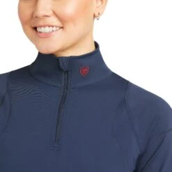 Ariat® Ladies Auburn Baselayer Team Navy 1/4 Zip Top 10034798 -Cheap Western Outerwear Store S21 WMS ENGL 10034798 detail01