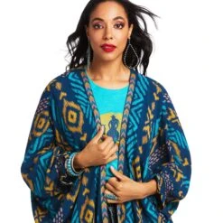 Ariat® Ladies Ella Multi Print Kimono Wrap 10039848 -Cheap Western Outerwear Store S22 WMS WEST 10039848 detail01