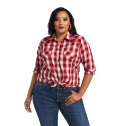 Ariat® Ladies REAL Plaid Ruby Snap Shirt 10040624 -Cheap Western Outerwear Store S22 WMS WEST 10040624 front plus