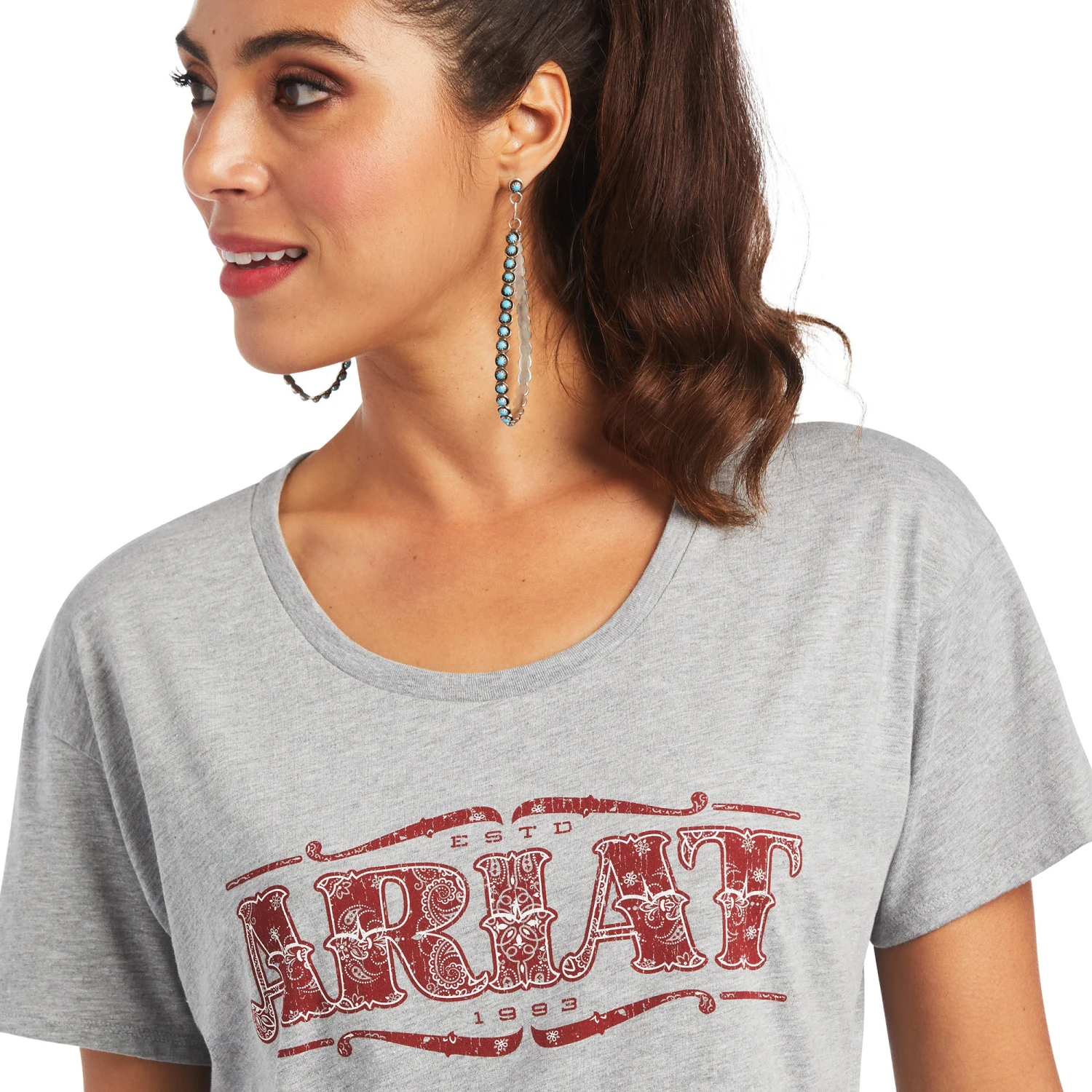 Ariat® Ladies Bandana Logo Heather Grey Graphic T-shirt 10040966 4 Ariat® Ladies Bandana Logo Heather Grey Graphic T-shirt 10040966 - Image 4
