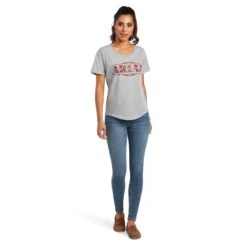 Ariat® Ladies Bandana Logo Heather Grey Graphic T-shirt 10040966 6 Ariat® Ladies Bandana Logo Heather Grey Graphic T-shirt 10040966 -Cheap Western Outerwear Store S22 WMS WEST 10040966 full