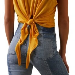 Ariat® Ladies Rodeo Chica Yolk Yellow Tank Top 10043671 -Cheap Western Outerwear Store S23 WMS WEST 10043671 detail02