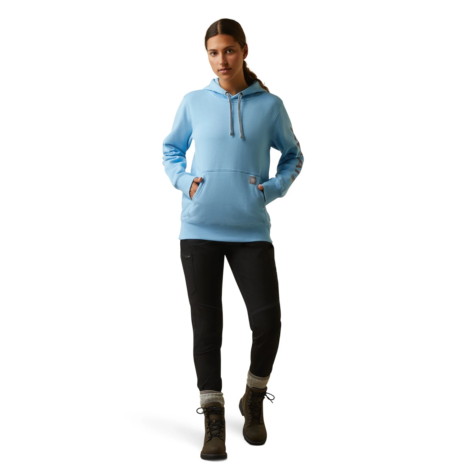 Ariat® Ladies Rebar Dutch Canal Blue Heather Graphic Hoodie 10043365 3 Ariat® Ladies Rebar Dutch Canal Blue Heather Graphic Hoodie 10043365 - Image 3