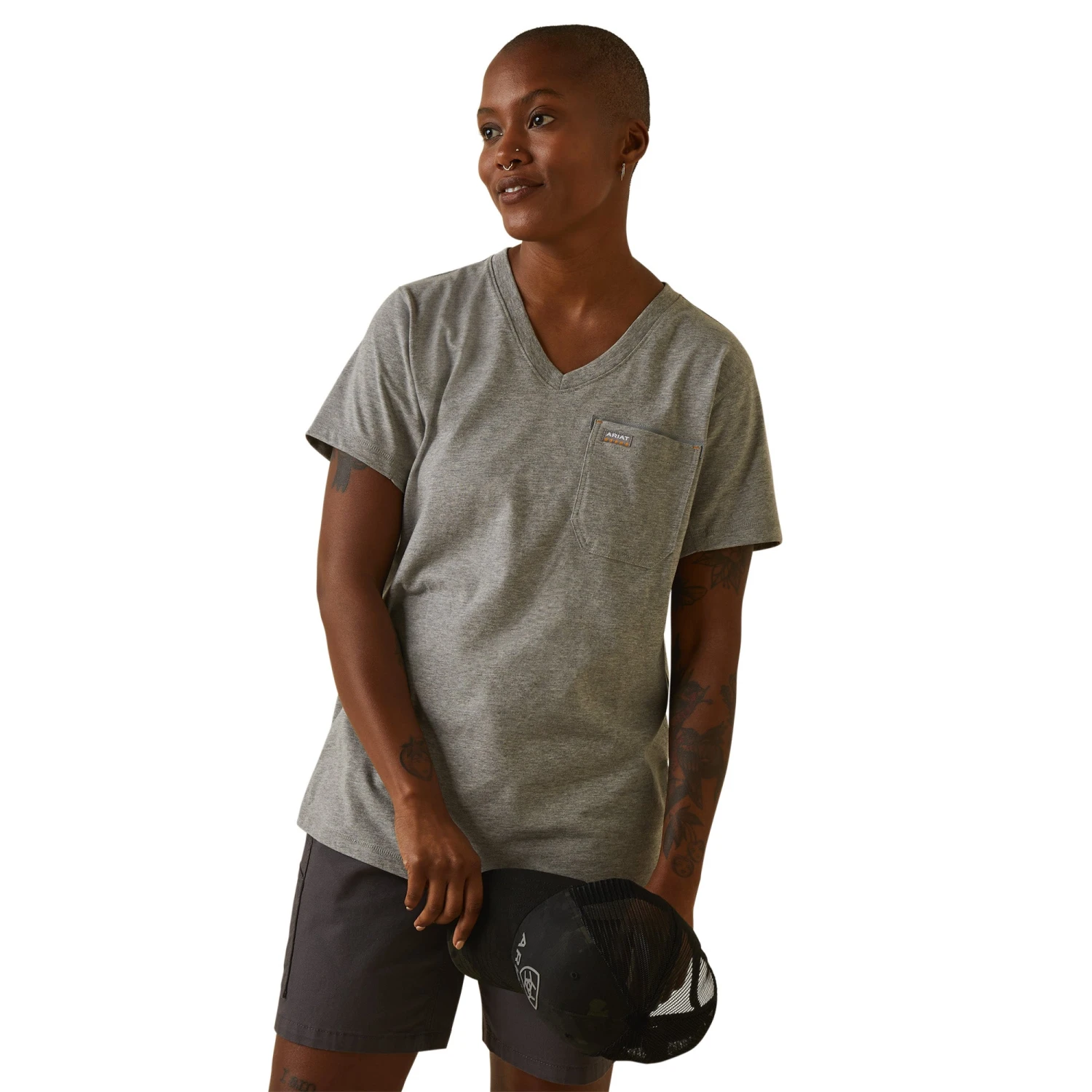 Ariat Ladies Rebar Workman Heather Grey T-Shirt 10043842 1 Ariat Ladies Rebar Workman Heather Grey T-Shirt 10043842