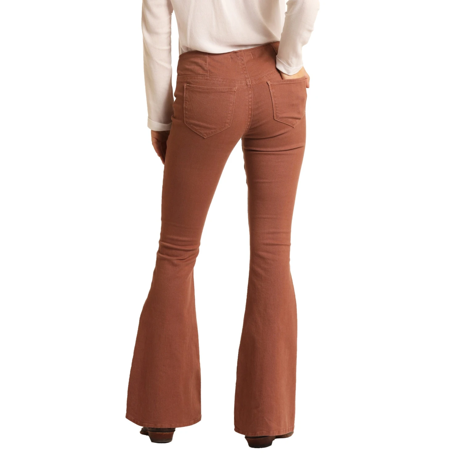 Rock & Roll Cowgirl Ladies Denim Dusty Rose Bargain Bell Jean W1P6156 1 Rock & Roll Cowgirl Ladies Denim Dusty Rose Bargain Bell Jean W1P6156