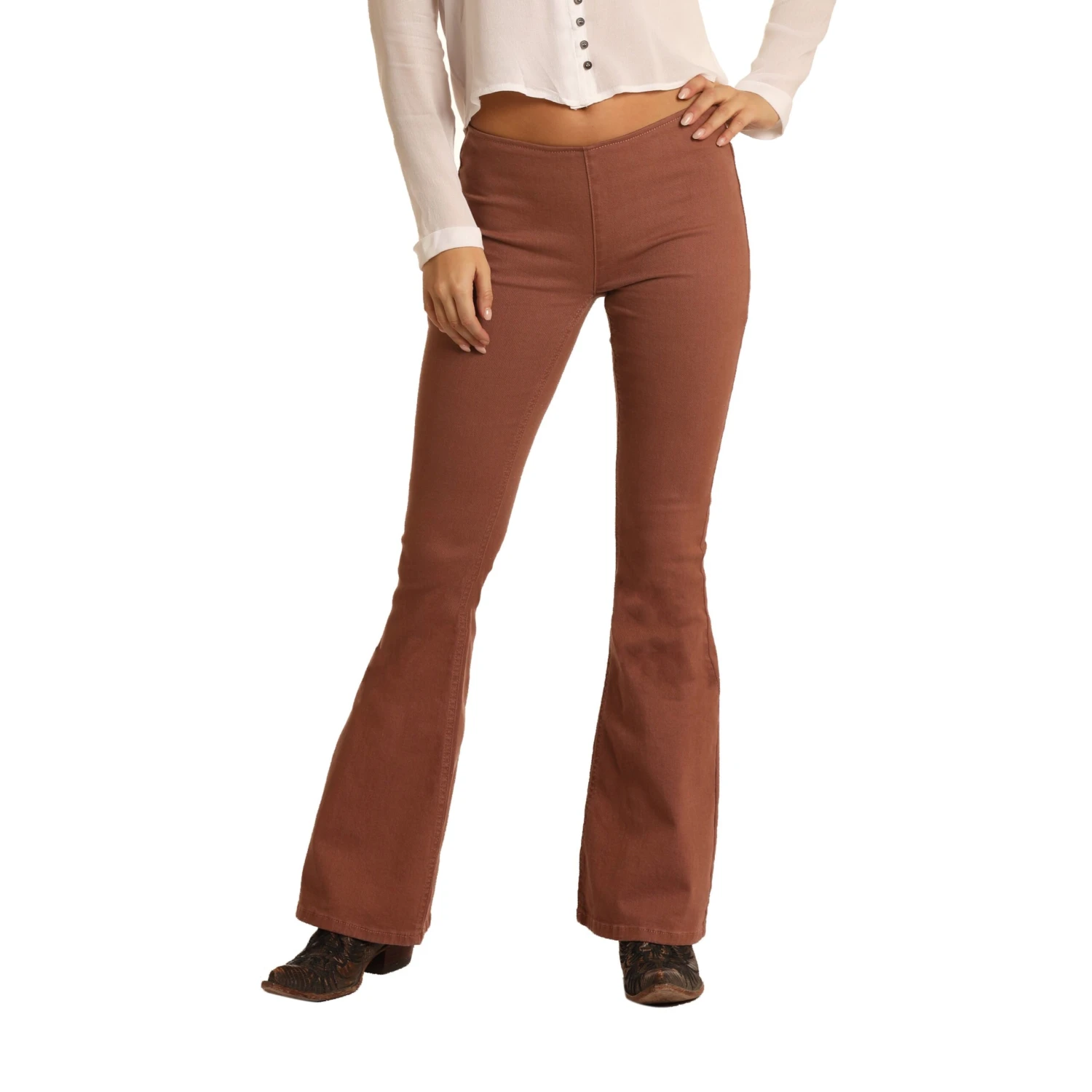 Rock & Roll Cowgirl Ladies Denim Dusty Rose Bargain Bell Jean W1P6156 3 Rock & Roll Cowgirl Ladies Denim Dusty Rose Bargain Bell Jean W1P6156 - Image 3