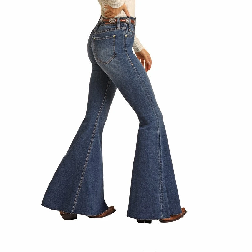 Rock & Roll Denim Ladies High Rise Bell Bottom Jeans WHB1670 3 Rock & Roll Denim Ladies High Rise Bell Bottom Jeans WHB1670 - Image 3