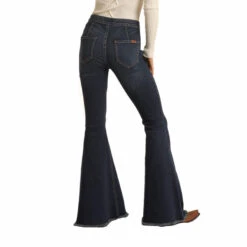 Rock & Roll Cowgirl Ladies Dark Wash Bargain Bell Bottoms WPB1657 -Cheap Western Outerwear Store WPB1657 B