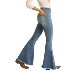 Rock & Roll Denim Ladies Bargain Bell Bottom High Rise Jeans WPB8177 5 Rock & Roll Denim Ladies Bargain Bell Bottom High Rise Jeans WPB8177 -Cheap Western Outerwear Store WPB8177 A