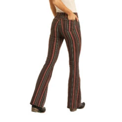 Rock & Roll Cowgirl Ladies High Rise Flare Black Denim Jeans WPH8175