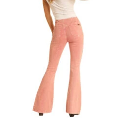 Rock & Roll Cowgirl Ladies High Rise Flare Coral Denim Jeans WPH8176 -Cheap Western Outerwear Store WPH8176 B