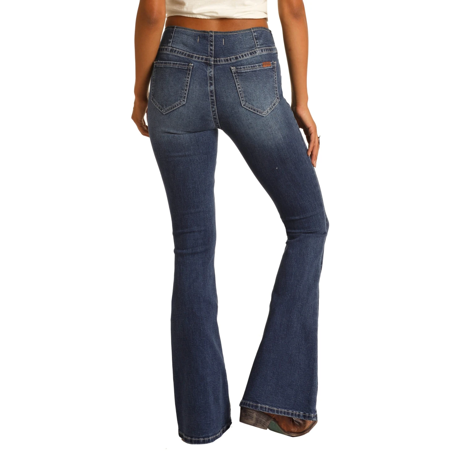 Rock & Roll Denim Ladies High Rise Pull On Bell Bottom Jeans WPH9754 2 Rock & Roll Denim Ladies High Rise Pull On Bell Bottom Jeans WPH9754 - Image 2
