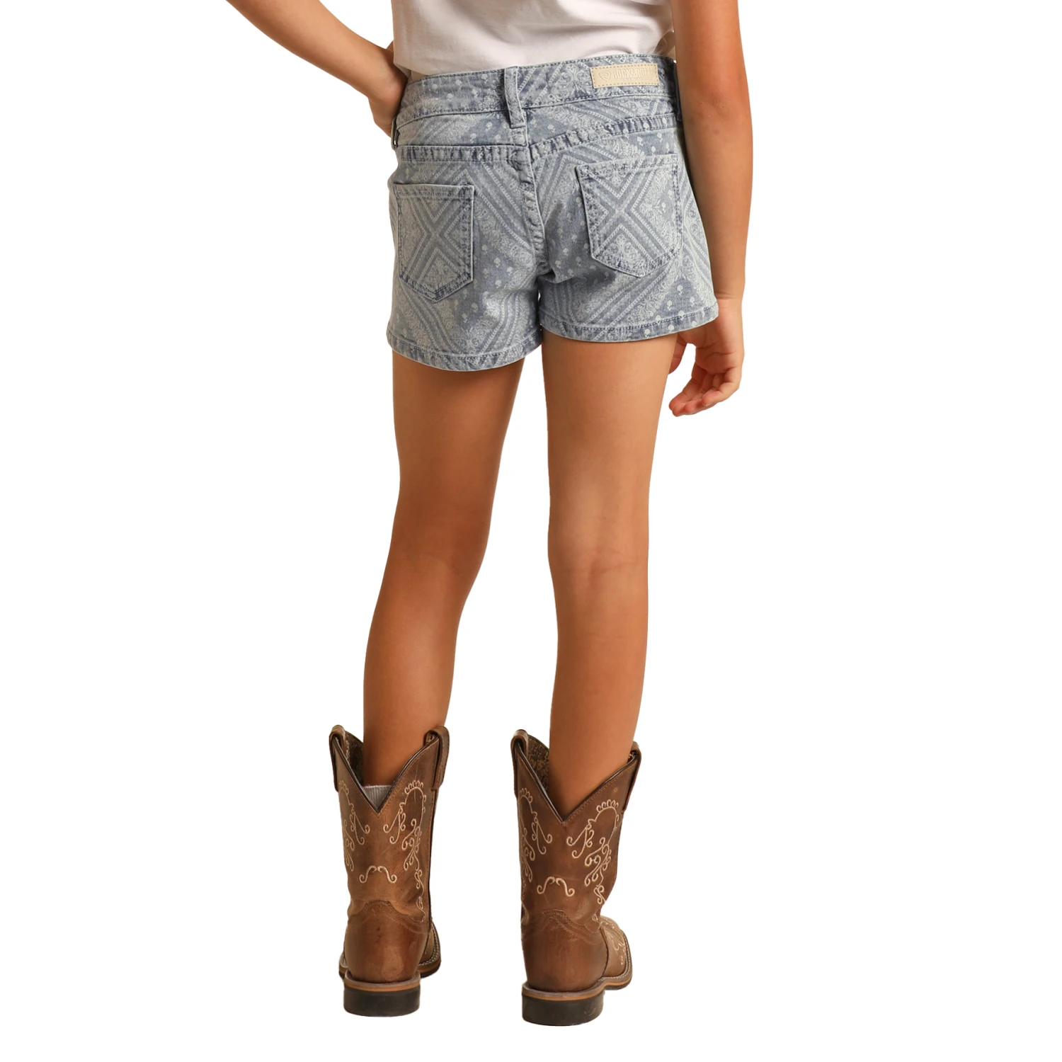 Rock & Roll Denim Girls Bandana Printed Denim Shorts RRGD68R0UF 2 Rock & Roll Denim Girls Bandana Printed Denim Shorts RRGD68R0UF - Image 2