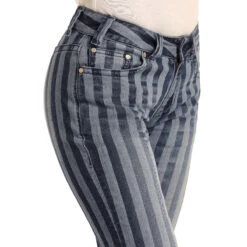 Rock & Roll Denim Ladies Mid Rise Flare Jeans W1F3462 -Cheap Western Outerwear Store str front